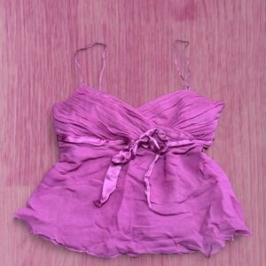 laundry by shelli segal Y2k silk pinkish purple tie back babydoll top